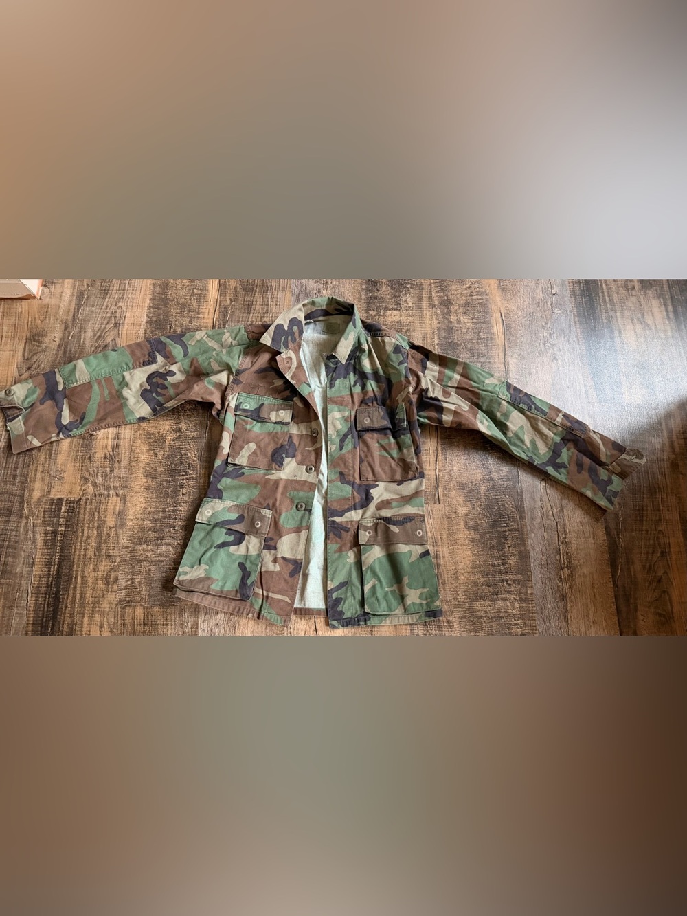 Vintage 1990 US Military Woodland Camo Combat Jacket XS